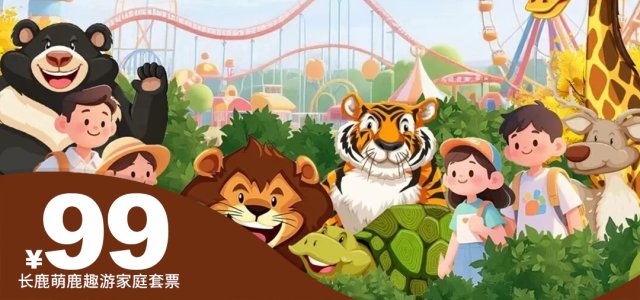 【年度爆款＂1张票畅玩3天】顺德长鹿萌鹿趣游家庭套票 ￥99元起2大2小或2大2老或3成人（含入园票+动物园+游乐金+动物喂食金+海陆空剧场+项目（12选3）（售至25.12.23）